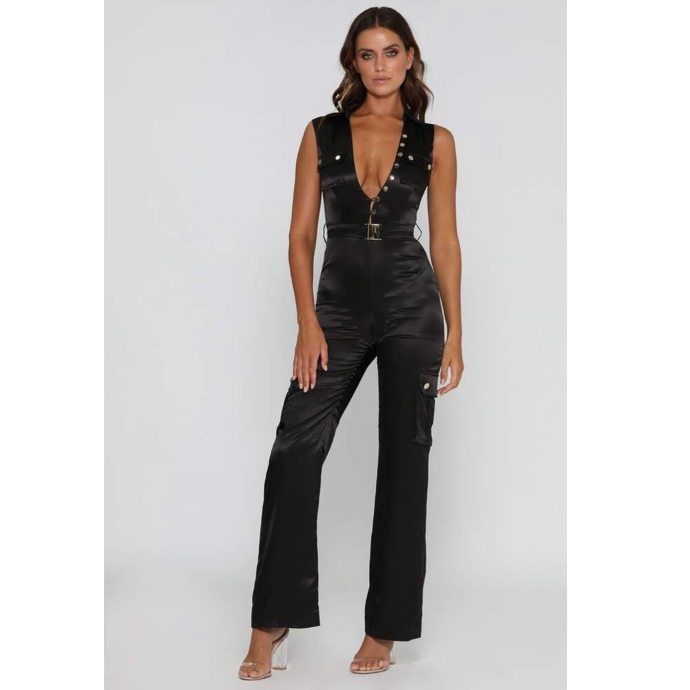 JADA SATIN JUMPSUIT - BLACK